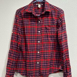 Lucky Brand women's plaid flannel button-down shirt Roll Tap Sleeve size small